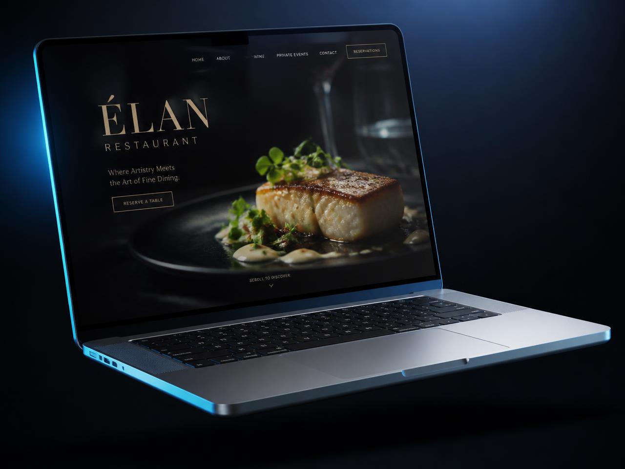 Mockup do projeto demonstrativo de restaurante premium — site institucional